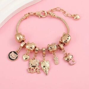 Sanrio Hello Kitty Charms Beaded Bracelet Japanese Anime Kitty Charm Bracelet